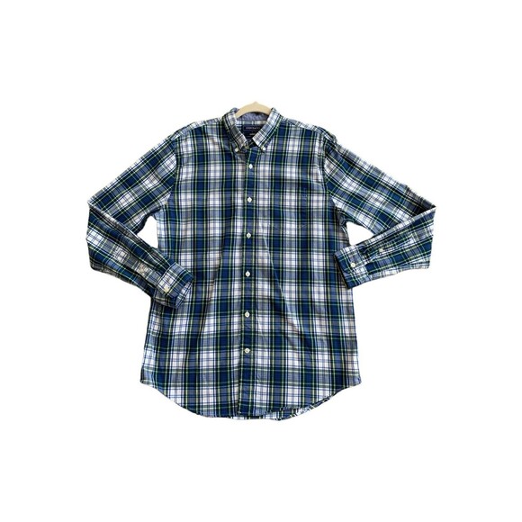 Crown & Ivy Blue Green Plaid Long Sleeve Button Down Shirt Classic Fit Size Med - Picture 6 of 9